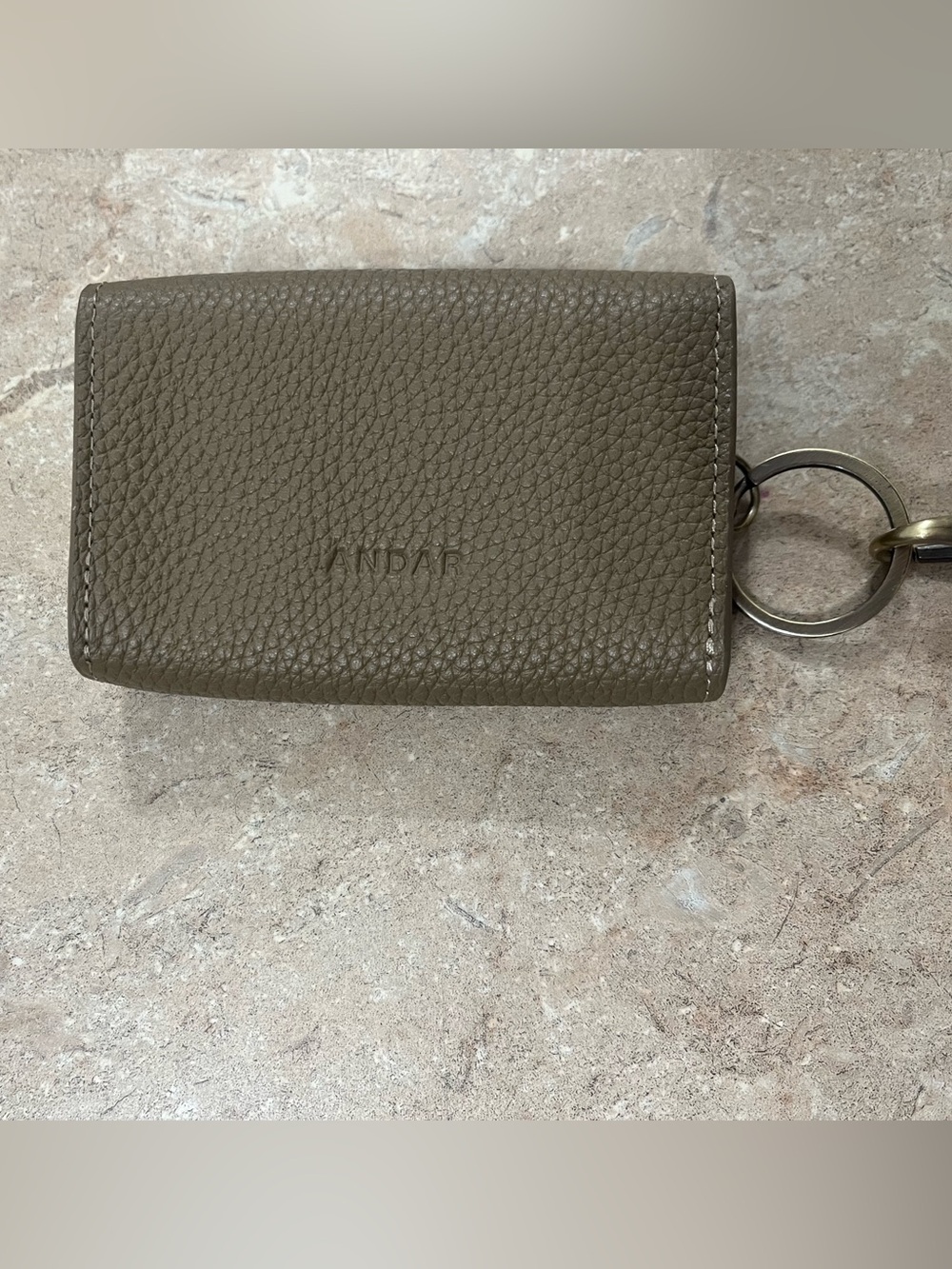 Women's Taupe Leather Key & Card Holder Wristlet - Picture 2 of 16